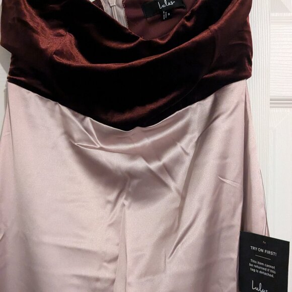 Mauve Pink Mixed Media Halter Maxi Dress - Picture 2 of 4